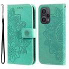 For Xiaomi Redmi Poco F5 7-petal Flowers Embossing Leather Phone Case(Green) - 1