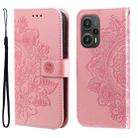 For Xiaomi Redmi Poco F5 7-petal Flowers Embossing Leather Phone Case(Rose Gold) - 1