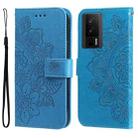 For Xiaomi Redmi K60 / K60 Pro 7-petal Flowers Embossing Leather Phone Case(Blue) - 1