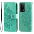 For Xiaomi Redmi K60 / K60 Pro 7-petal Flowers Embossing Leather Phone Case(Green) - 1