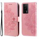 For Xiaomi Redmi K60 / K60 Pro 7-petal Flowers Embossing Leather Phone Case(Rose Gold) - 1