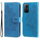 For Xiaomi Redmi Note 12S 4G 7-petal Flowers Embossing Leather Phone Case(Blue) - 1