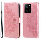 For Xiaomi 13T / Redmi K60 Ultra 7-petal Flowers Embossing Leather Phone Case(Rose Gold) - 1