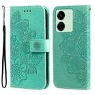 For Xiaomi Redmi 13C 4G 7-petal Flowers Embossing Leather Phone Case(Green) - 1