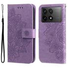 For Xiaomi Redmi K70 / K70 Pro 7-petal Flowers Embossing Leather Phone Case(Light Purple) - 1