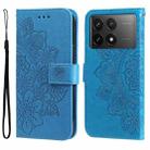 For Xiaomi Redmi K70E 7-petal Flowers Embossing Leather Phone Case(Blue) - 1