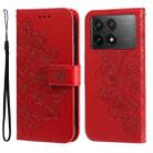 For Xiaomi Redmi K70E 7-petal Flowers Embossing Leather Phone Case(Red) - 1
