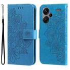 For Xiaomi Redmi Note13 Pro+ 5G Global 7-petal Flowers Embossing Leather Phone Case(Blue) - 1