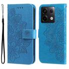 For Xiaomi Redmi Note13 Pro 5G Global 7-petal Flowers Embossing Leather Phone Case(Blue) - 1