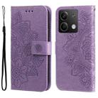 For Xiaomi Redmi Note13 5G Global 7-petal Flowers Embossing Leather Phone Case(Light Purple) - 1