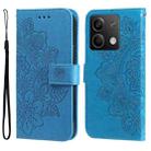 For Xiaomi Redmi Note13 5G Global 7-petal Flowers Embossing Leather Phone Case(Blue) - 1