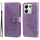 For Xiaomi Redmi Note13 4G 7-petal Flowers Embossing Leather Phone Case(Light Purple) - 1