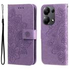 For Xiaomi Redmi Note13 Pro 4G Global/Poco M6 Pro 4G 7-petal Flowers Embossing Leather Phone Case(Light Purple) - 1