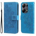 For Xiaomi Redmi Note13 Pro 4G Global/Poco M6 Pro 4G 7-petal Flowers Embossing Leather Phone Case(Blue) - 1