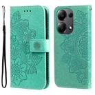 For Xiaomi Redmi Note13 Pro 4G Global/Poco M6 Pro 4G 7-petal Flowers Embossing Leather Phone Case(Green) - 1