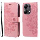 For Xiaomi Redmi Note13 Pro 4G Global/Poco M6 Pro 4G 7-petal Flowers Embossing Leather Phone Case(Rose Gold) - 1