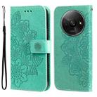 For Xiaomi Redmi A3 7-petal Flowers Embossing Leather Phone Case(Green) - 1