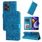 For Xiaomi Redmi Poco F5 Embossed Sunflower Leather Phone Case(Blue) - 1
