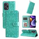 For Xiaomi Redmi Poco F5 Embossed Sunflower Leather Phone Case(Green) - 1