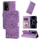 For Xiaomi Redmi K60 / K60 Pro Embossed Sunflower Leather Phone Case(Purple) - 1