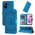 For Xiaomi Redmi Note 12S 4G Embossed Sunflower Leather Phone Case(Blue) - 1
