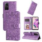 For Xiaomi Redmi Note 12S 4G Embossed Sunflower Leather Phone Case(Purple) - 1