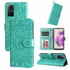 For Xiaomi Redmi Note 12S 4G Embossed Sunflower Leather Phone Case(Green) - 1