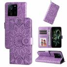 For Xiaomi 13T / Redmi K60 Ultra Embossed Sunflower Leather Phone Case(Purple) - 1