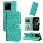 For Xiaomi 13T / Redmi K60 Ultra Embossed Sunflower Leather Phone Case(Green) - 1