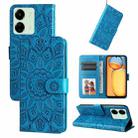 For Xiaomi Redmi 13C 4G Embossed Sunflower Leather Phone Case(Blue) - 1