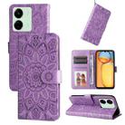 For Xiaomi Redmi 13C 4G Embossed Sunflower Leather Phone Case(Purple) - 1