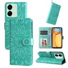 For Xiaomi Redmi 13C 4G Embossed Sunflower Leather Phone Case(Green) - 1