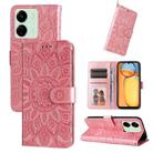 For Xiaomi Redmi 13C 4G Embossed Sunflower Leather Phone Case(Rose Gold) - 1