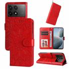 For Xiaomi Redmi K70E Embossed Sunflower Leather Phone Case(Red) - 1