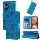 For Xiaomi Redmi Note13 Pro+ 5G Global Embossed Sunflower Leather Phone Case(Blue) - 1