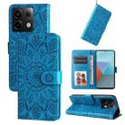 For Xiaomi Redmi Note13 Pro 5G Global Embossed Sunflower Leather Phone Case(Blue) - 1