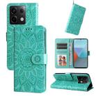 For Xiaomi Redmi Note13 Pro 5G Global Embossed Sunflower Leather Phone Case(Green) - 1