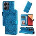 For Xiaomi Redmi Note13 Pro 4G Global/Poco M6 Pro 4G Embossed Sunflower Leather Phone Case(Blue) - 1