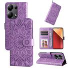 For Xiaomi Redmi Note13 Pro 4G Global/Poco M6 Pro 4G Embossed Sunflower Leather Phone Case(Purple) - 1