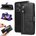 For Xiaomi Redmi Poco F5 Calf Texture Zipper Leather Phone Case(Black) - 1