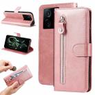 For Xiaomi 13T / Redmi K60 Ultra Calf Texture Zipper Leather Phone Case(Rose Gold) - 1