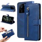 For Xiaomi 13T / Redmi K60 Ultra Calf Texture Zipper Leather Phone Case(Blue) - 1