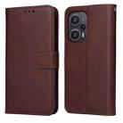 For Xiaomi Redmi Poco F5 Classic Calf Texture Flip Leather Phone Case(Brown) - 1
