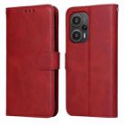 For Xiaomi Redmi Poco F5 Classic Calf Texture Flip Leather Phone Case(Red) - 1