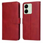 For Xiaomi Redmi 13C 4G Classic Calf Texture Flip Leather Phone Case(Red) - 1