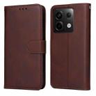 For Xiaomi Redmi Note13 Pro 5G Global Classic Calf Texture Flip Leather Phone Case(Brown) - 1