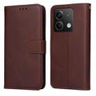 For Xiaomi Redmi Note13 5G Global Classic Calf Texture Flip Leather Phone Case(Brown) - 1