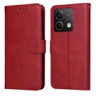 For Xiaomi Redmi Note13 5G Global Classic Calf Texture Flip Leather Phone Case(Red) - 1