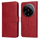 For Xiaomi 14 Ultra Classic Calf Texture Flip Leather Phone Case(Red) - 1