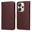 For Xiaomi Poco F6 Classic Calf Texture Flip Leather Phone Case(Brown) - 1